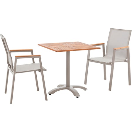 Global Industrial Outdoor Dining Set, 27-1/2in Square Teakwood Table & 4 Sling Armchairs 244309
